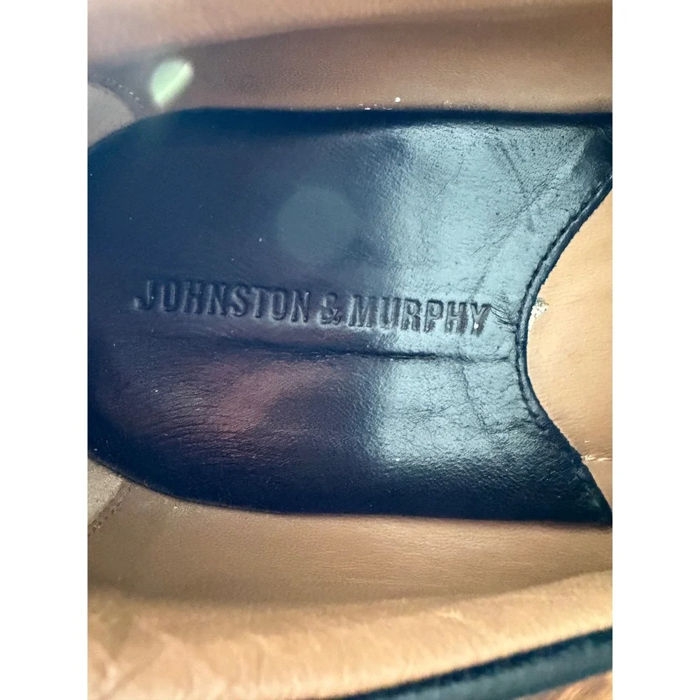 Johnston & Murphy Mens Black‎ Leather Sheepskin Loafers Moc Toe 8.5 M 20-8471